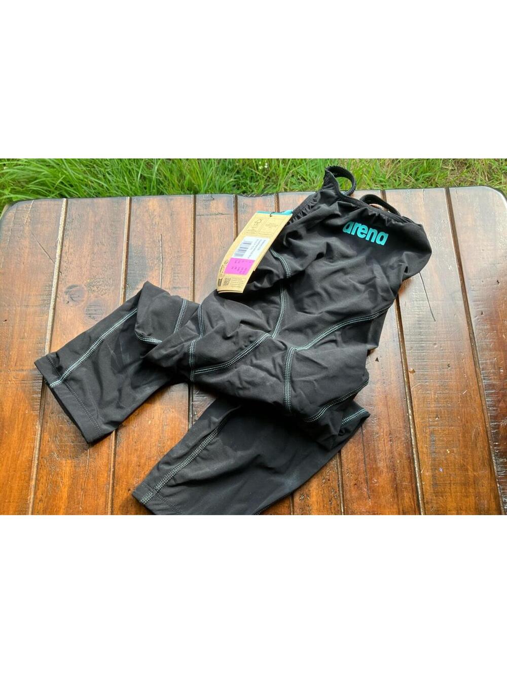 ARENA POWERSKIN IMPULSO JR GIRLS BLACK TEAL 008605 SIz 26 SWIMSUIT $210 MSRP - Picture 6 of 12